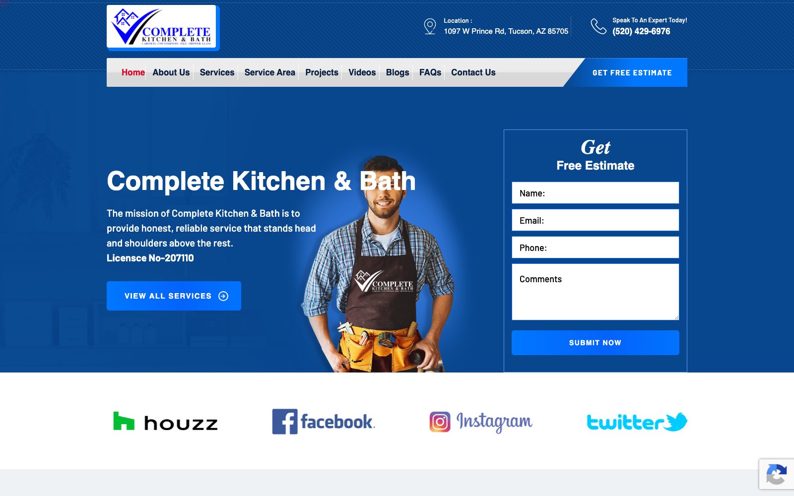 The current completekitchenandbatharizona.com homepage