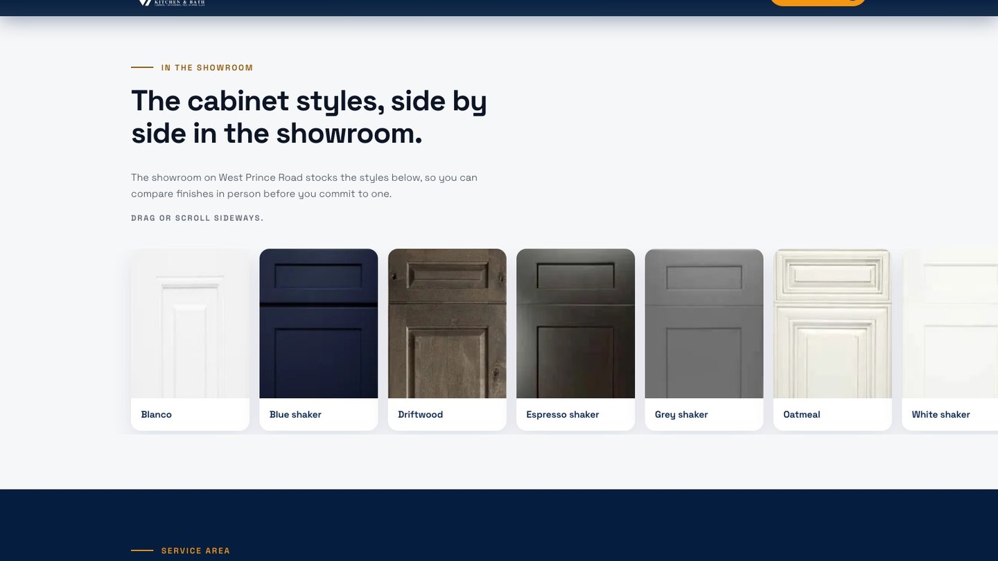 The cabinet styles rail on the new homepage
