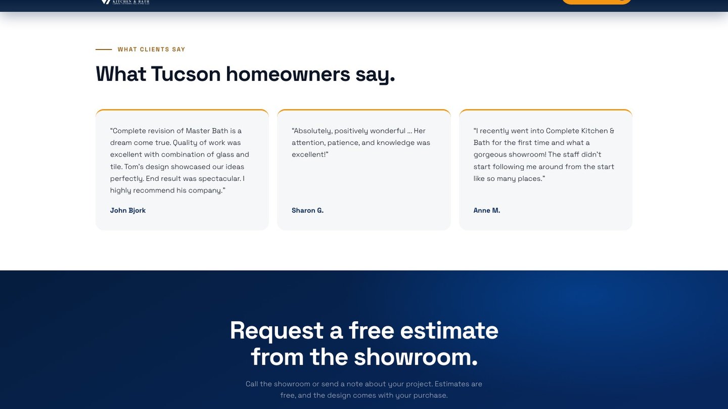 The reviews section of the new homepage